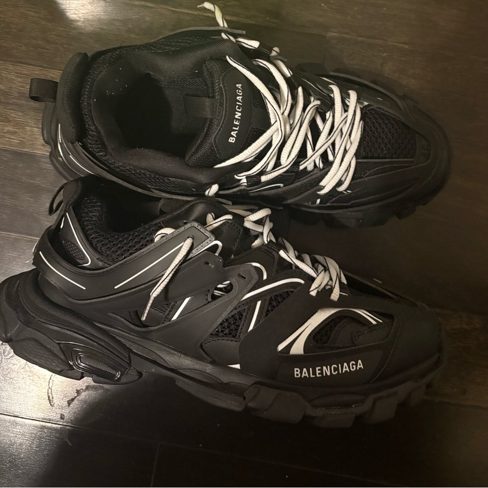 Balenciaga Black and White Athletic Shoes